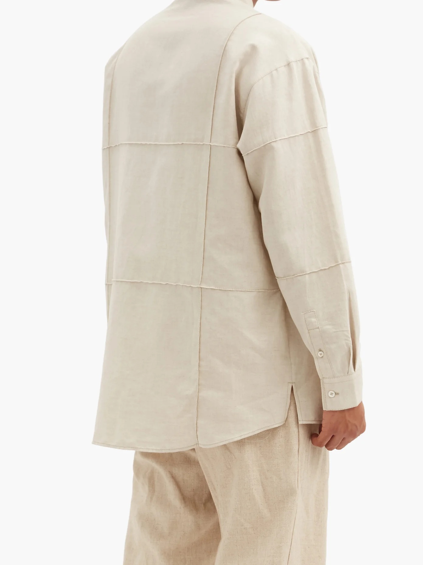 Pintucked-seam cotton-blend canvas shirt - 5