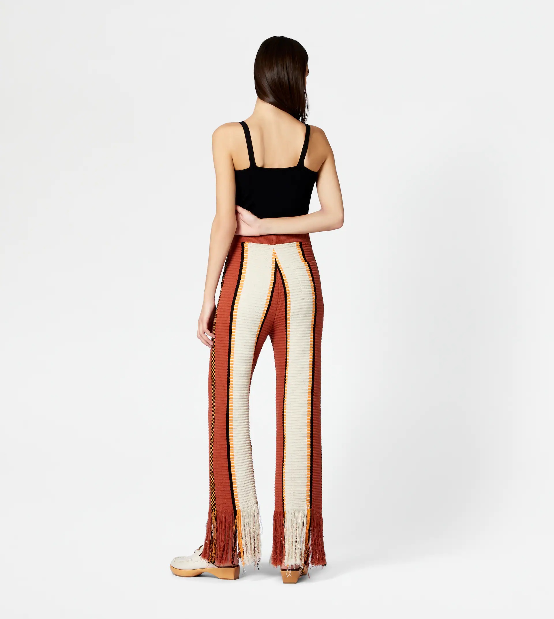 TROUSERS IN COTTON WITH FRINGES - ORANGE, OFF WHITE, YELLOW - 3