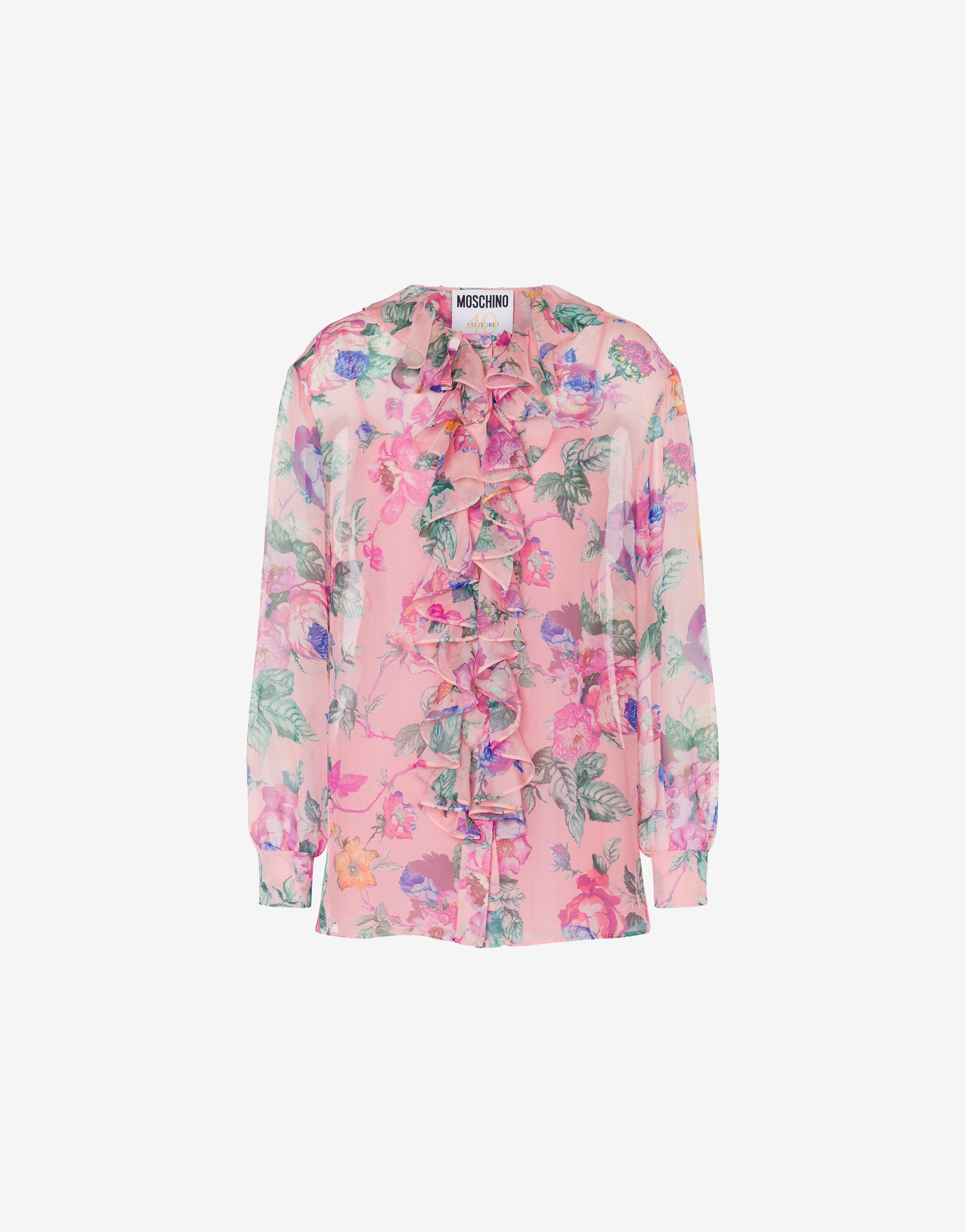 FLOWERS PRINT CHIFFON SHIRT - 1