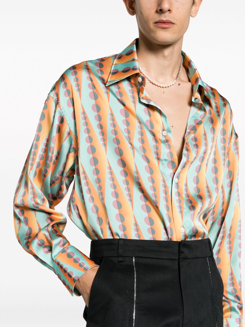 Pop-print pointed flat collar shirt - 5