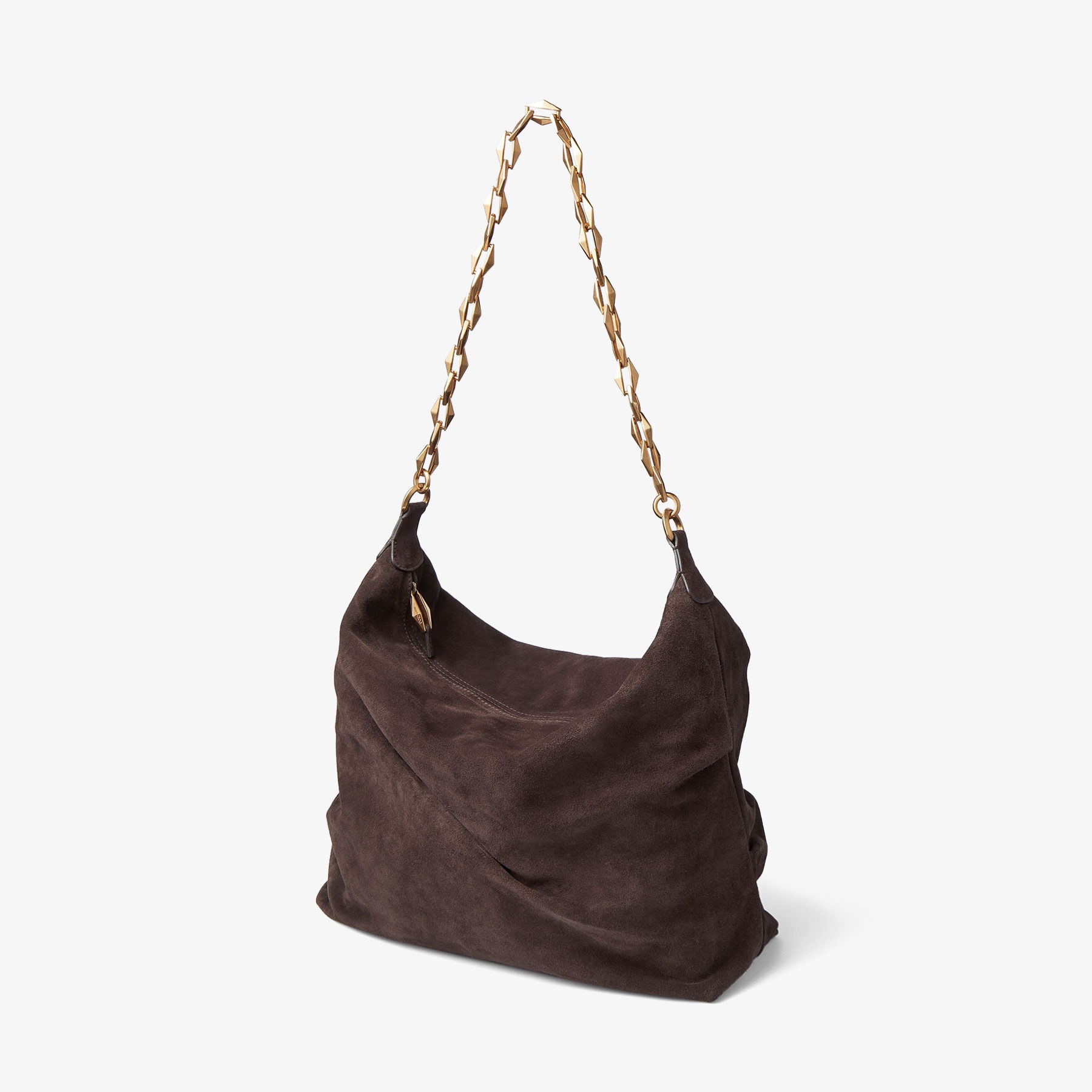 Diamond Soft Hobo/M
Coffee Suede Hobo Bag with Chain Strap - 2