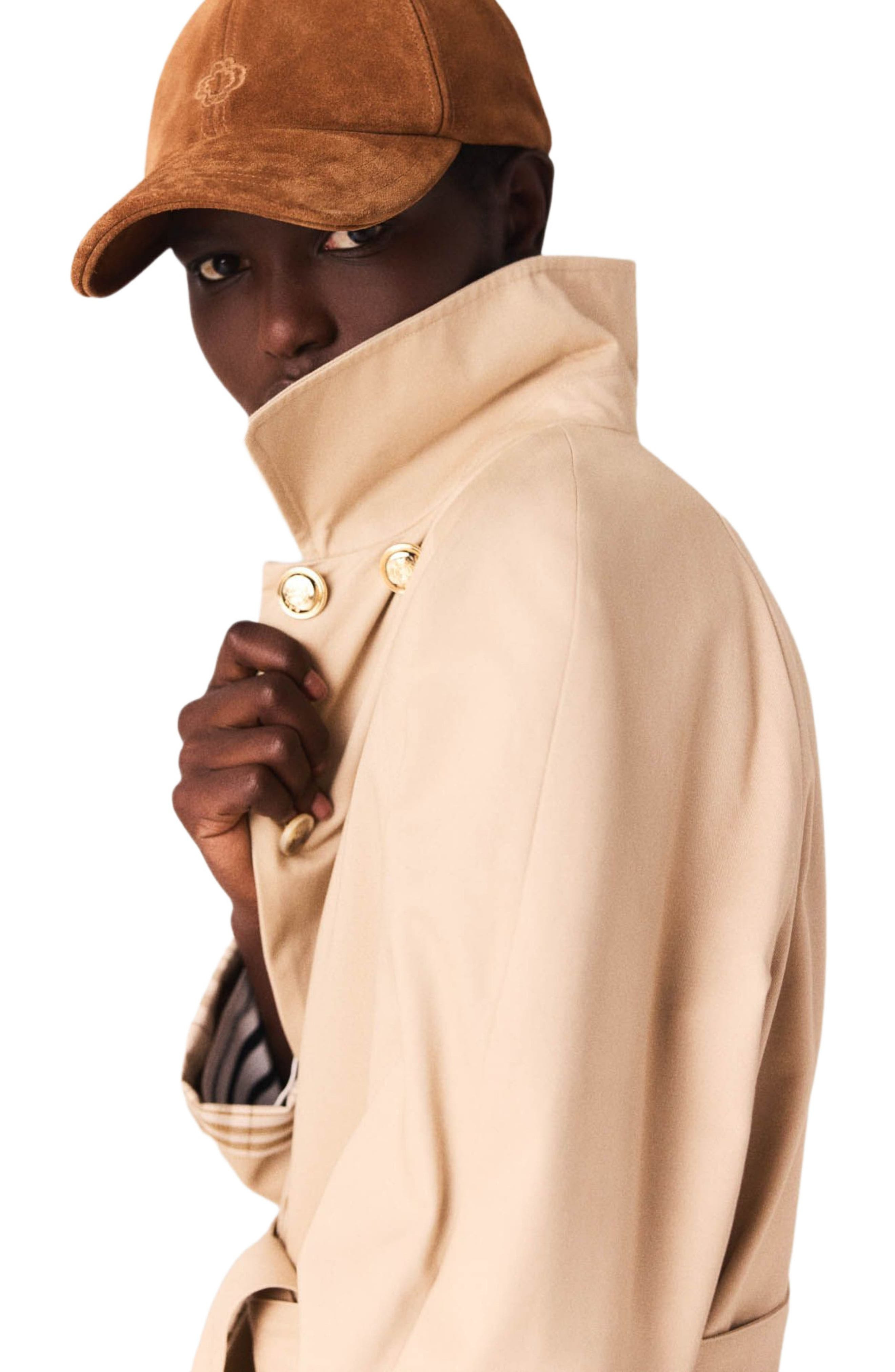 maje Contrast sleeve and collar trench in Beige at Nordstrom - 8