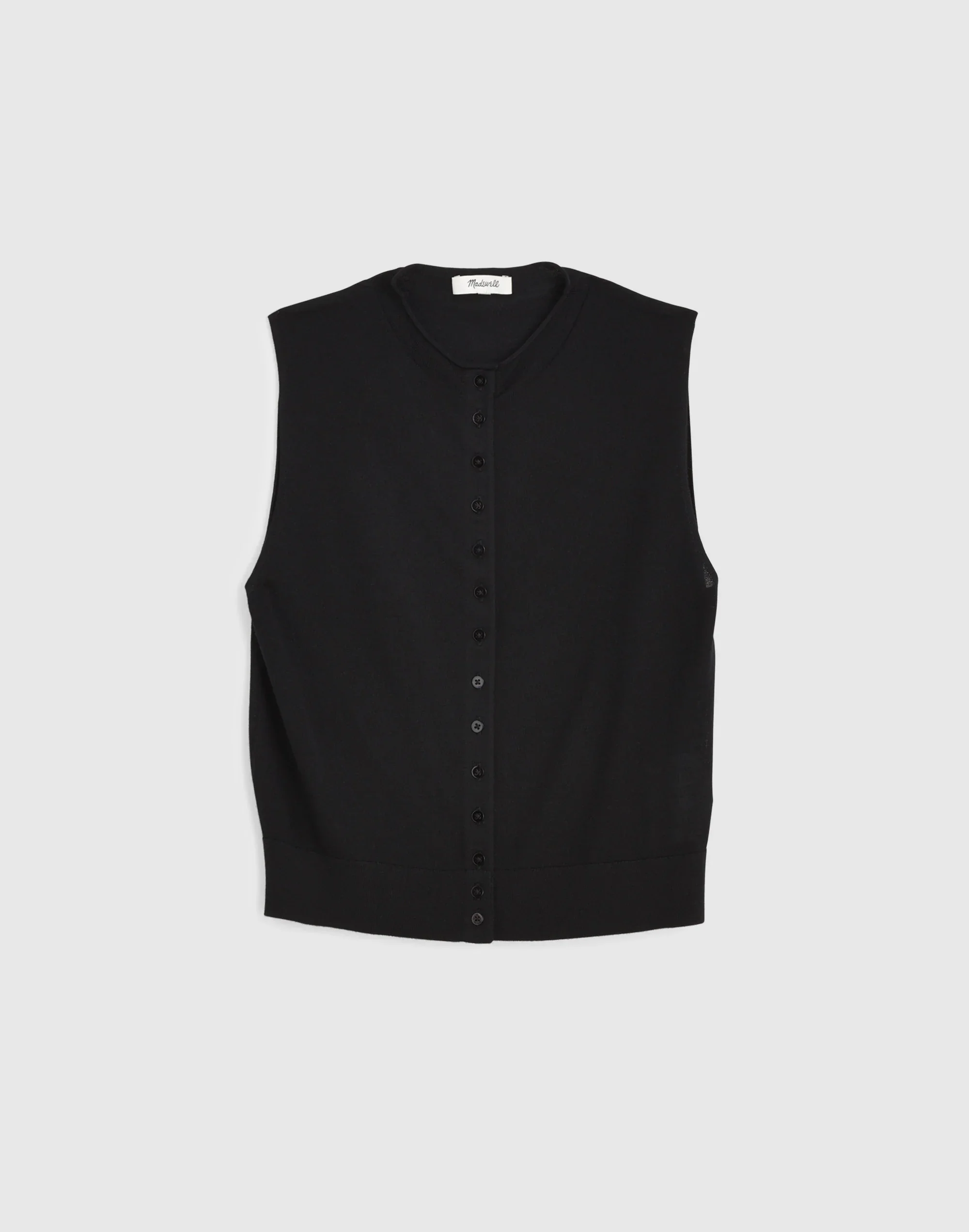 Button-Front Sleeveless Cardigan - 1