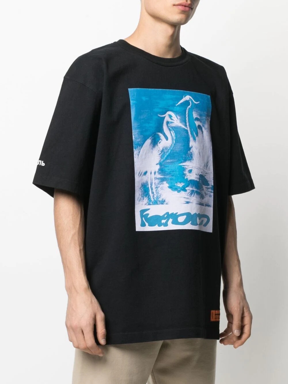 heron-print T-shirt - 3