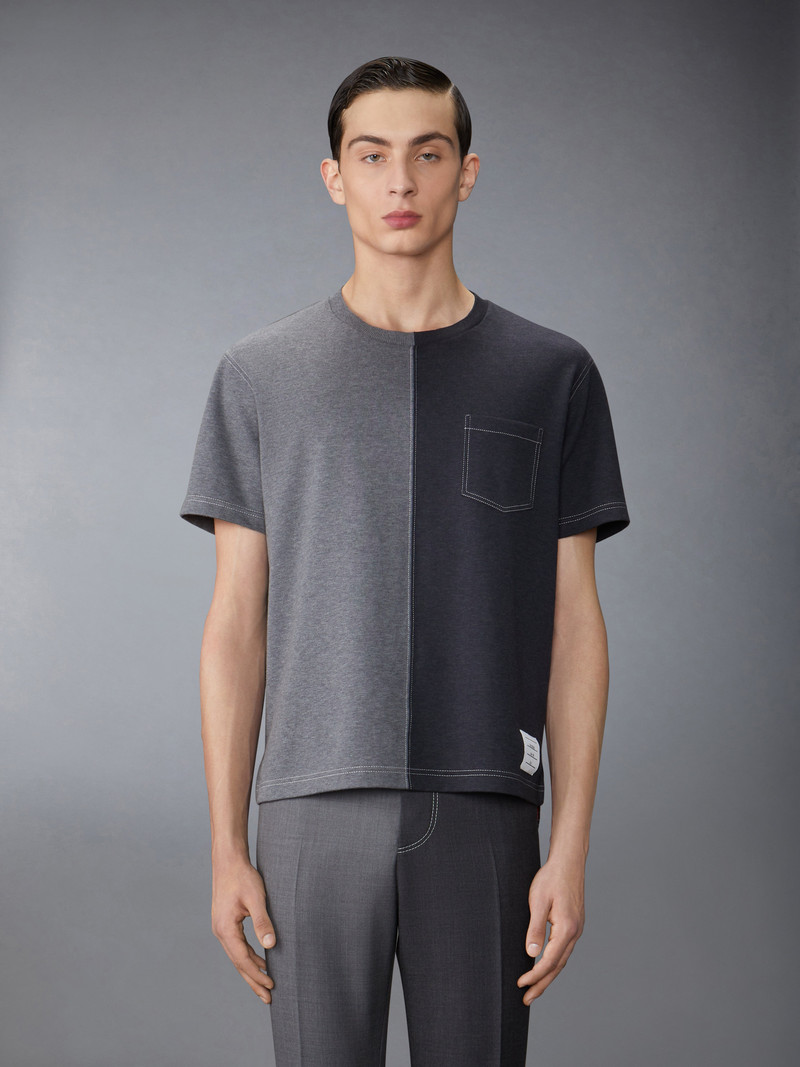 Thom Browne two-tone cotton T-shirt outlook