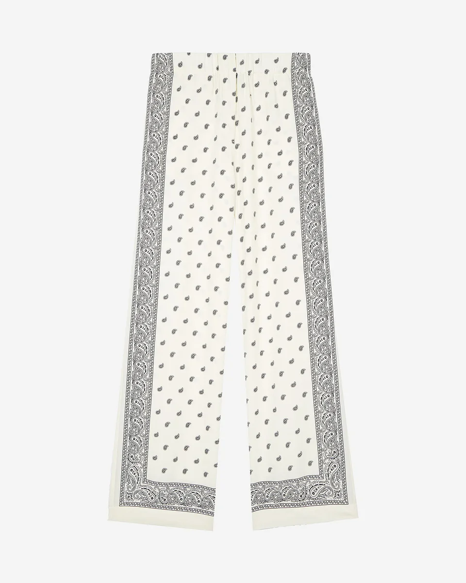 STRAIGHT-LEG BANDANA PRINT PANTS ECRU - 1