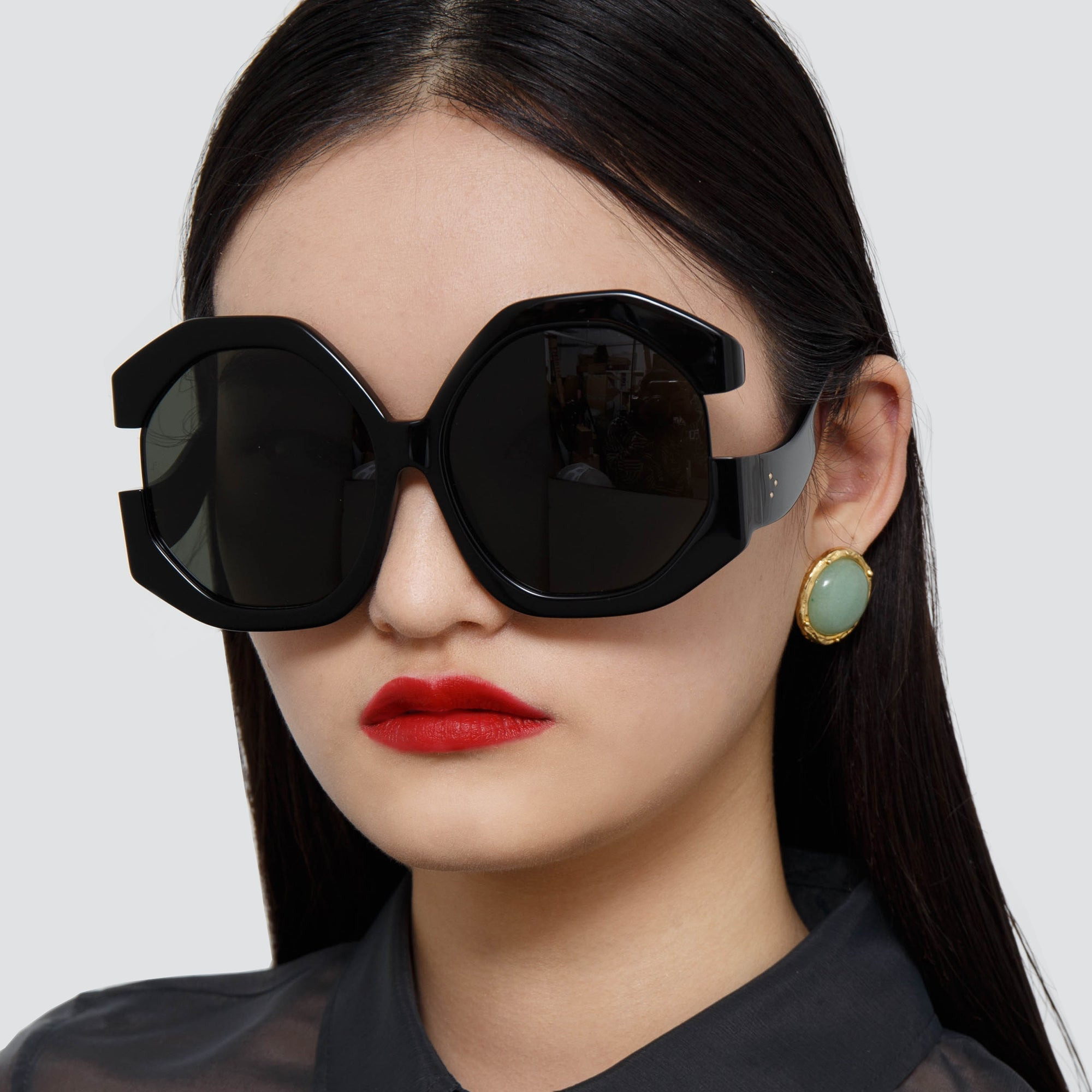 BARDOT OVERSIZED SUNGLASSES IN BLACK - 2
