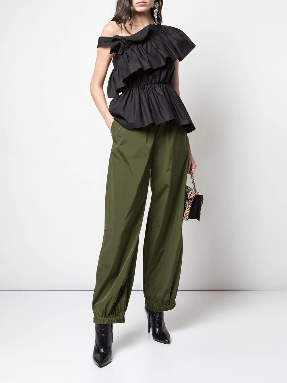 snaps detail parachute trousers - 2