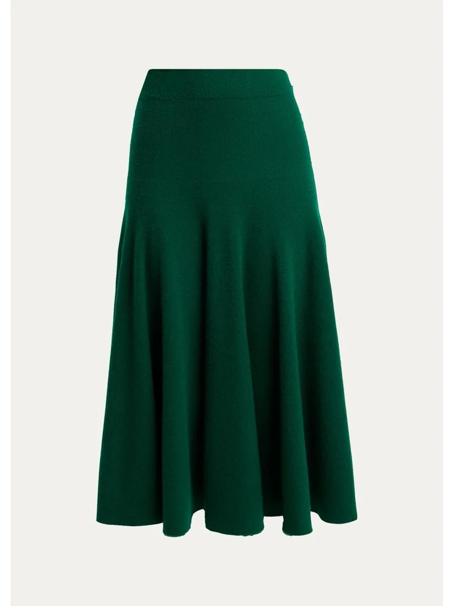 Cashmere Knit Midi Flare Skirt - 1