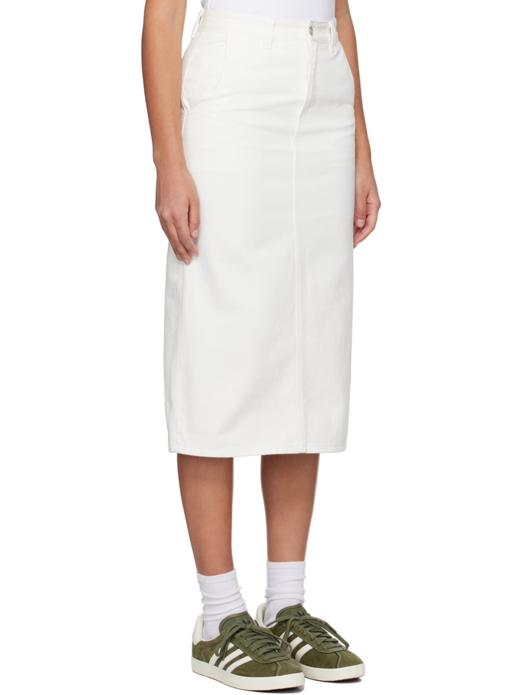 White H-Line Denim Midi Skirt - 2