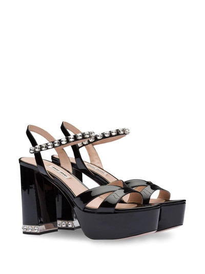 Miu Miu crystal embellished platform sandals outlook