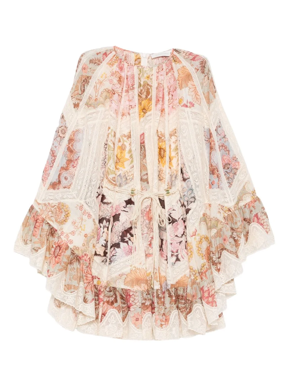 Daylight lace-detail floral-print mini dress - 1