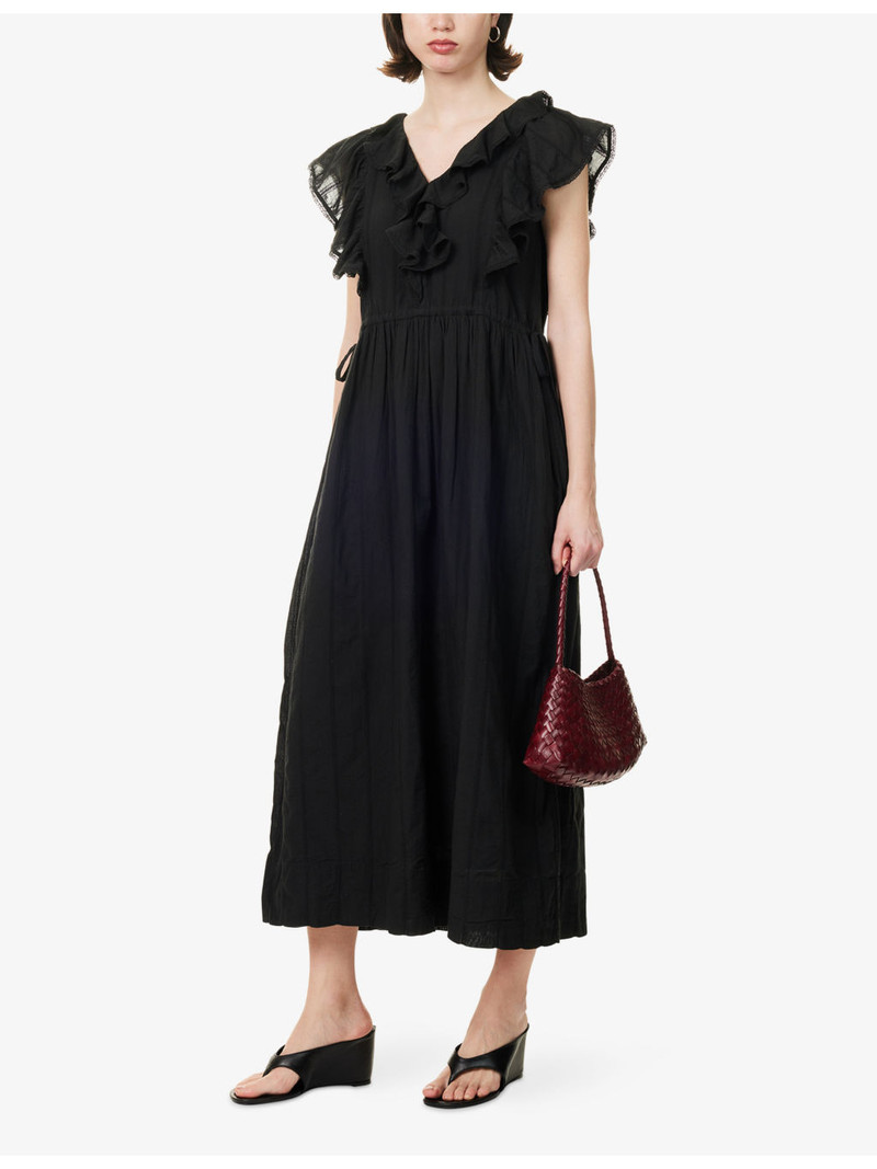 SKALL Clea Ruffled Cotton Midi Dress outlook