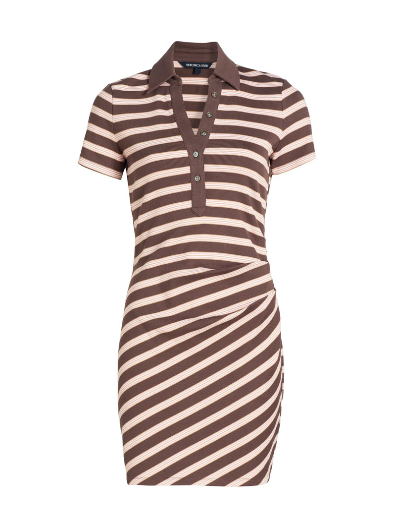 Women's Lanier Striped Polo Minidress - Brown Stripe 1