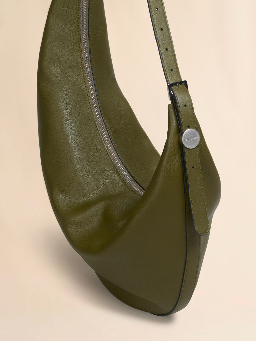 DEEP GREEN LEATHER DOT SMALL HOBO BAG - 5