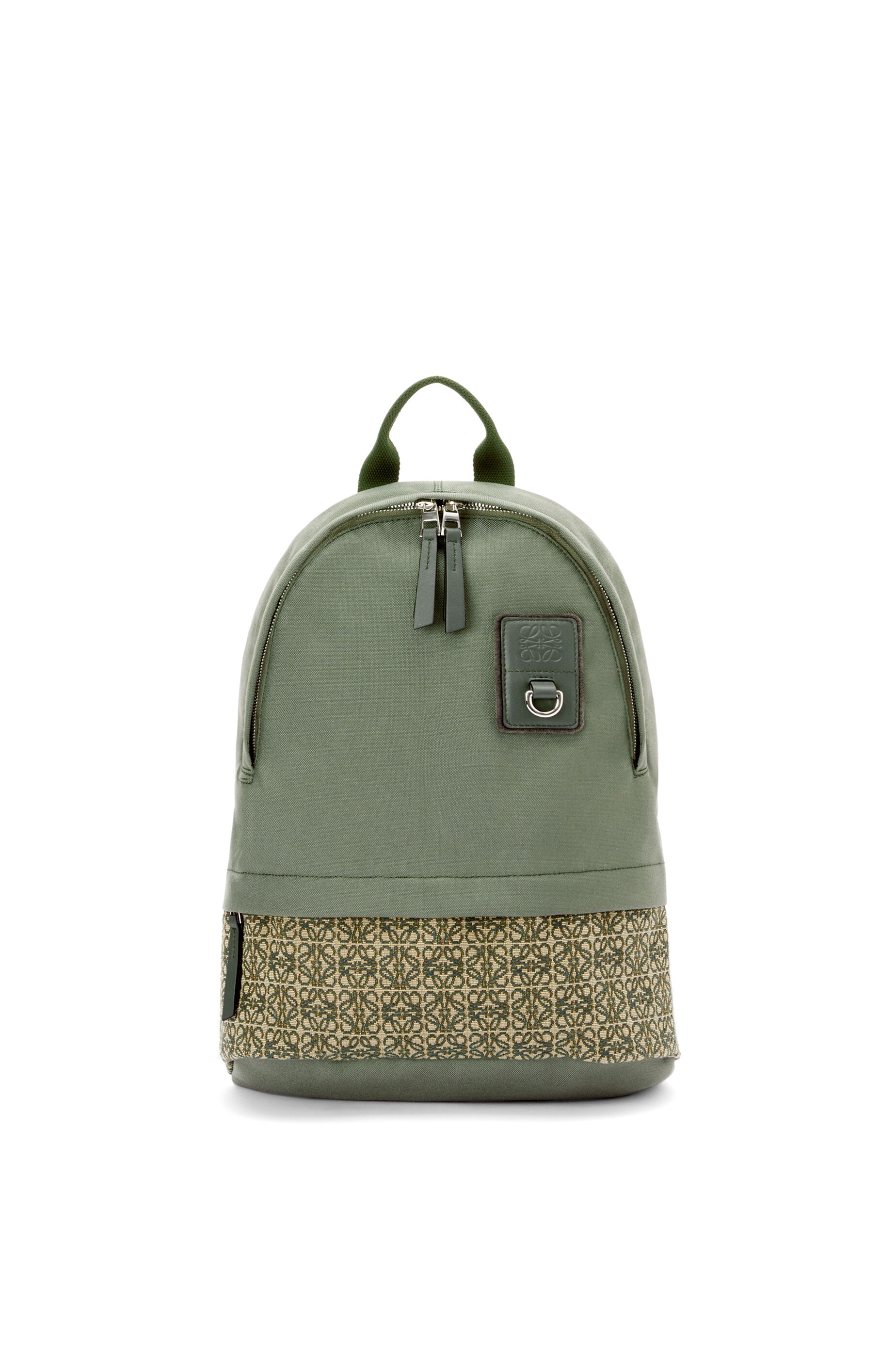 Round Slim Backpack in canvas and Anagram jacquard - 1
