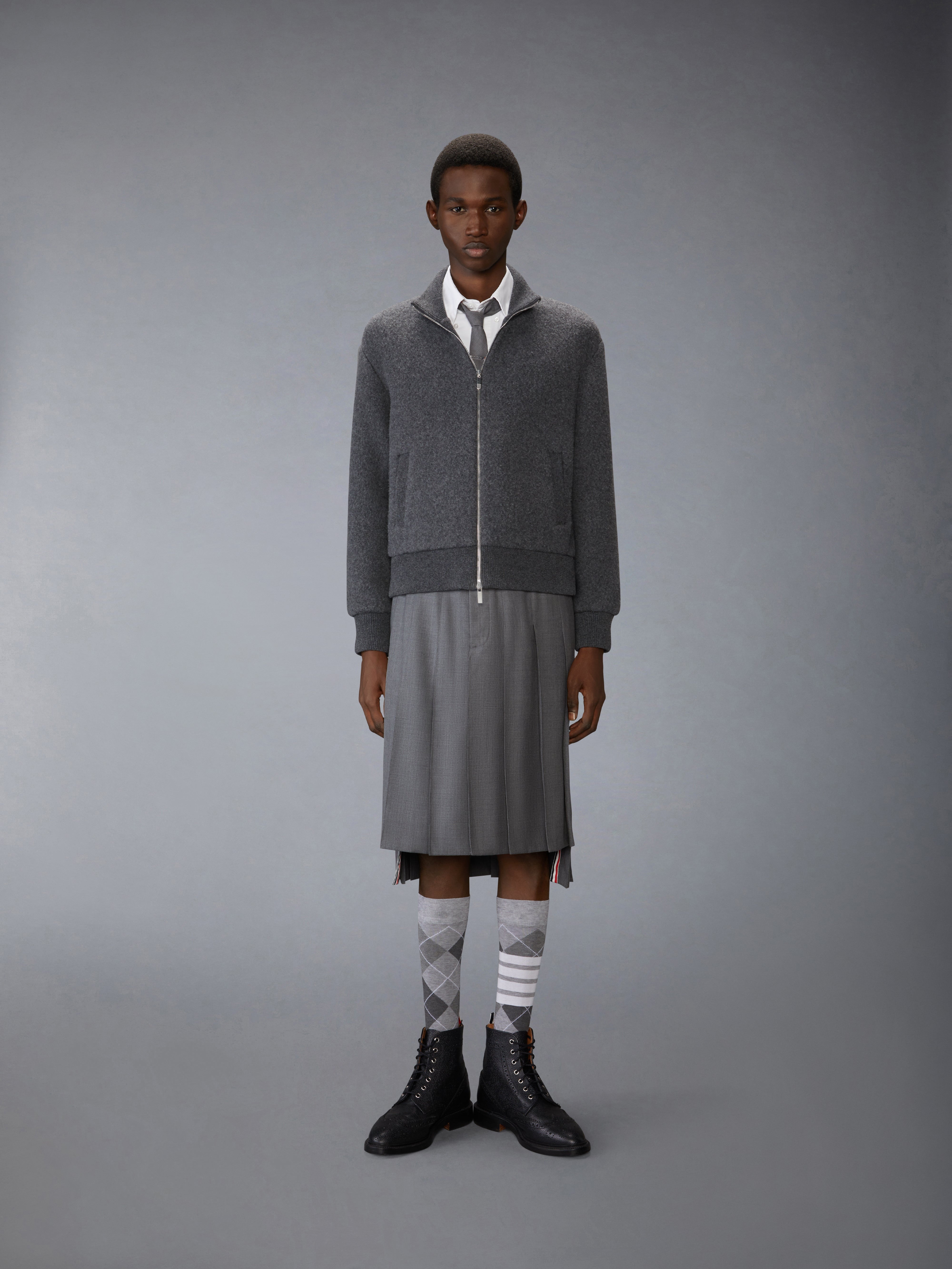 WOOL FLEECE FUNNEL NECK ZIP UP JACKET - 4