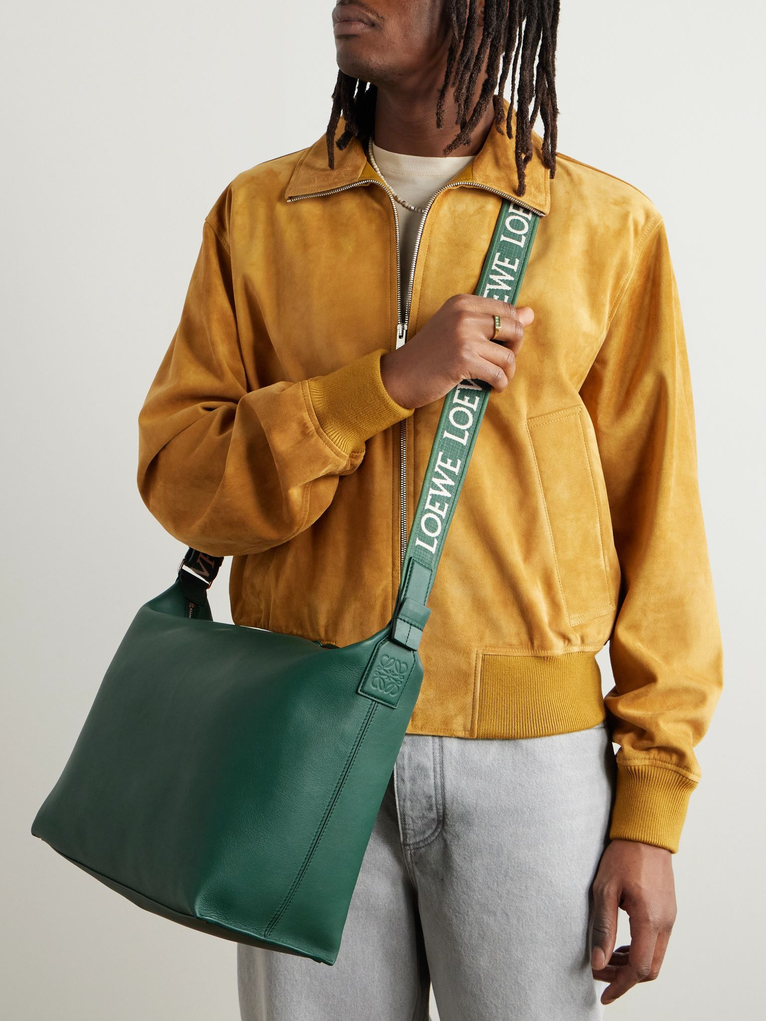 Cubi Leather Messenger Bag Green - 2