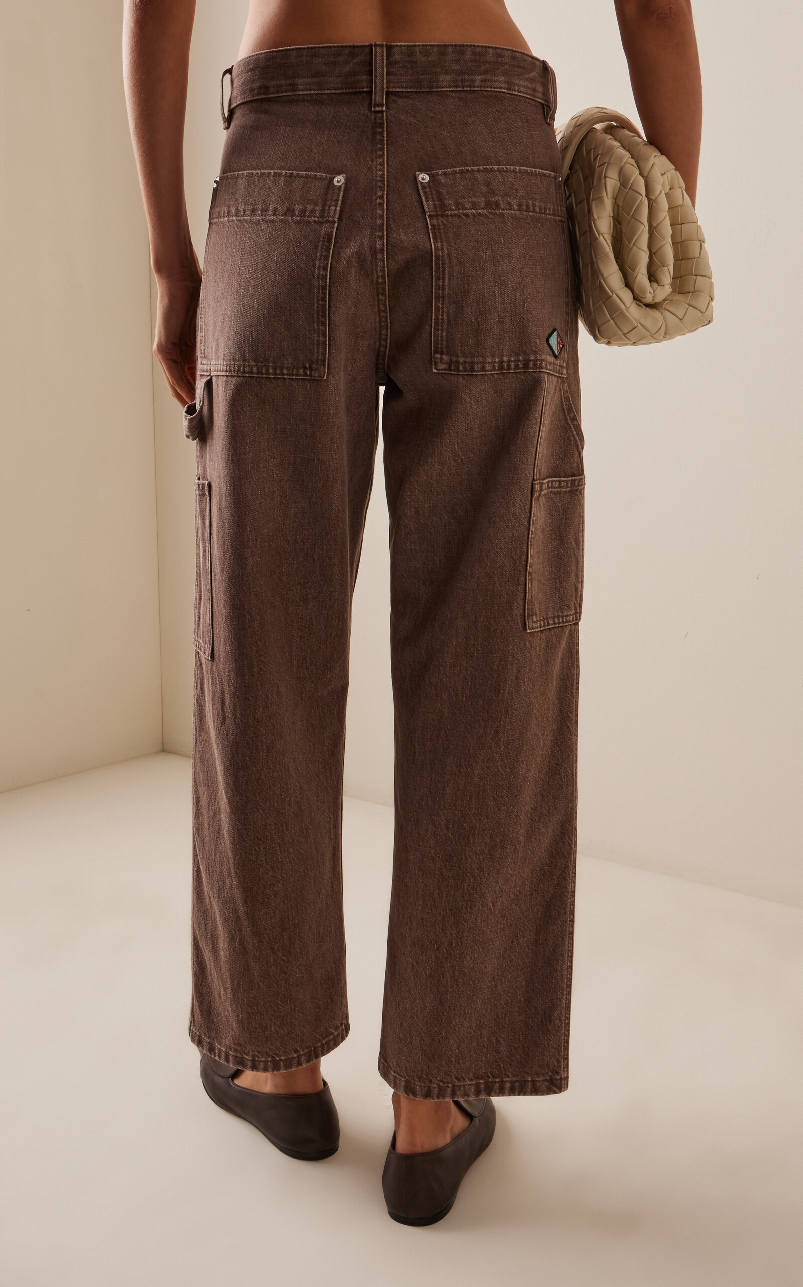 Washed Cotton Cargo Jeans brown - 4
