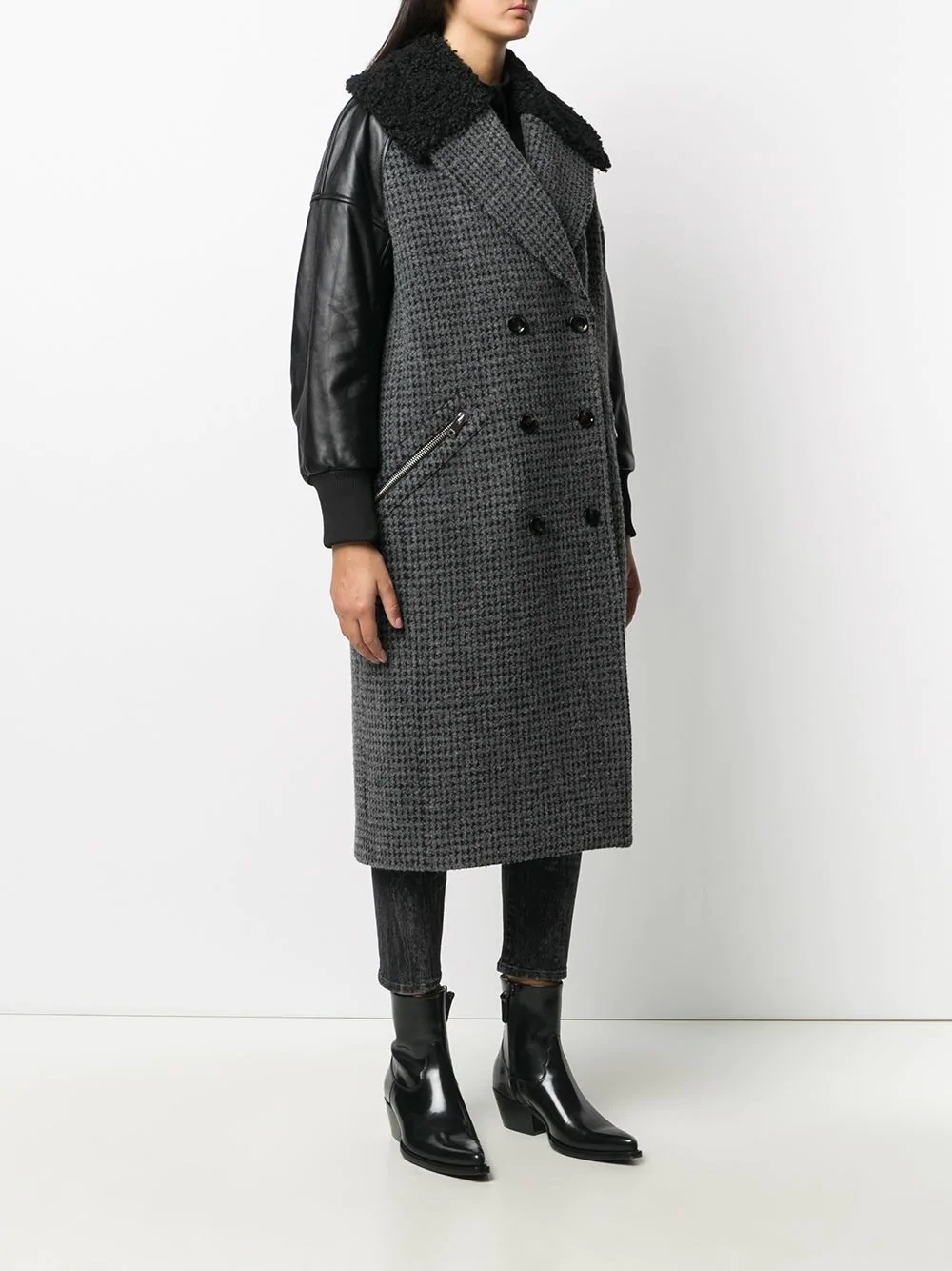 double-breasted panelled coat - 3