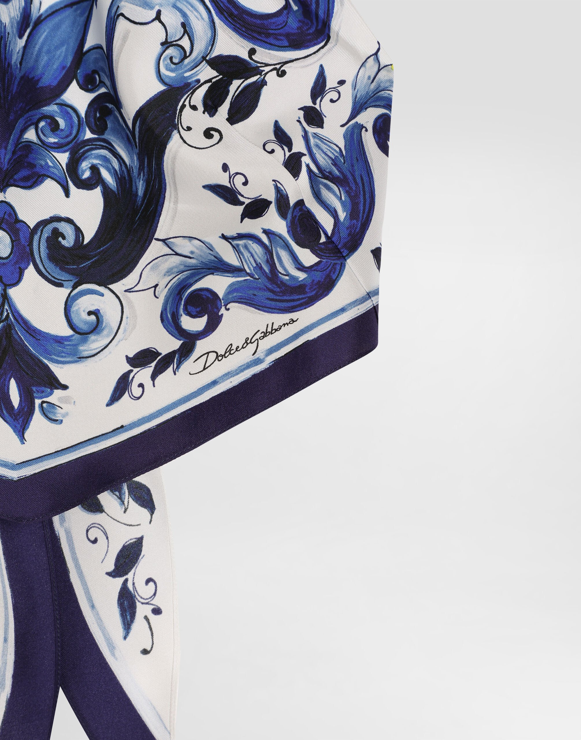 Majolica-print silk top - 6
