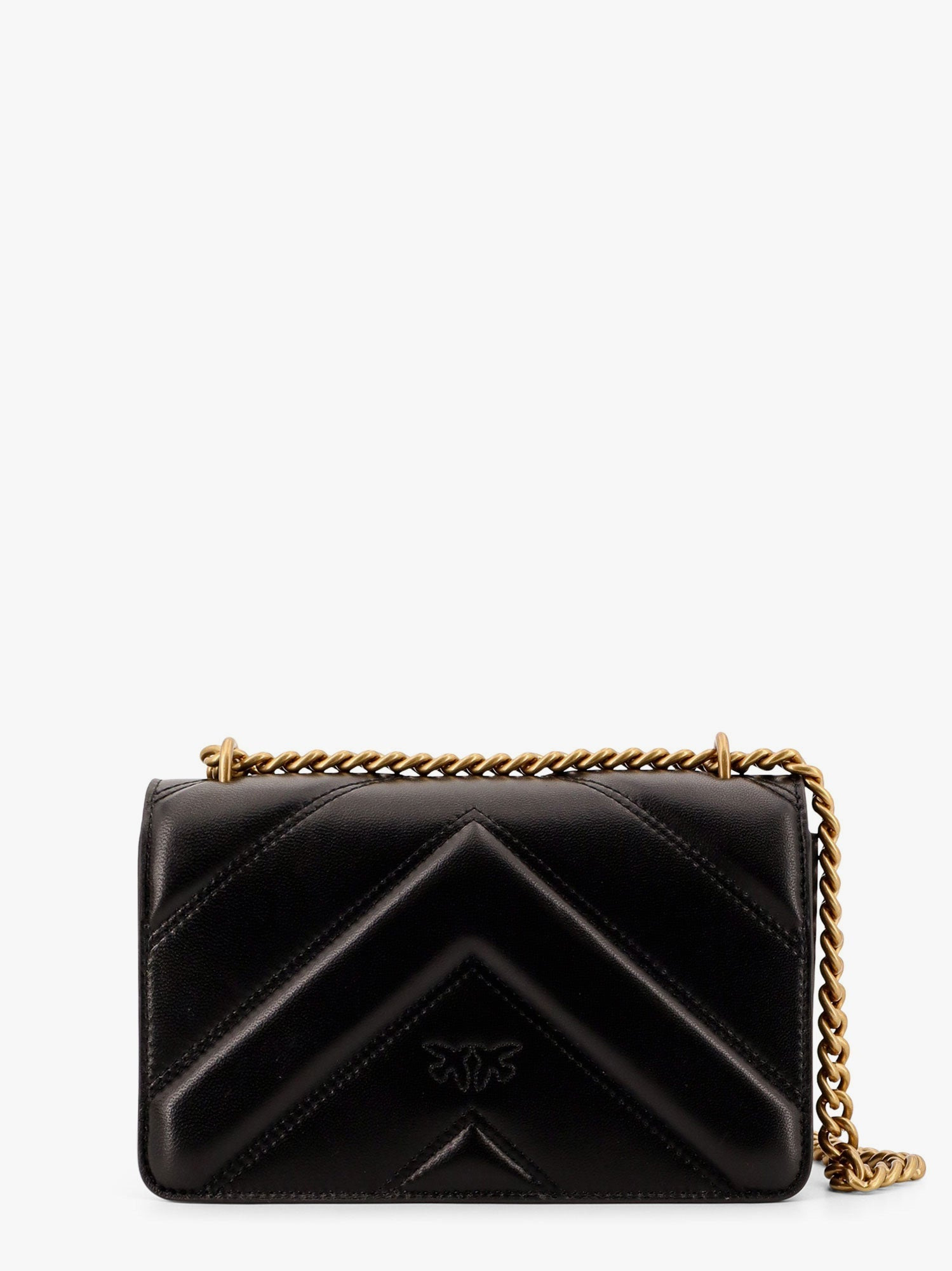 Pinko Matelassã© Leather Shoulder Bag With Love Birds Buckle - 2
