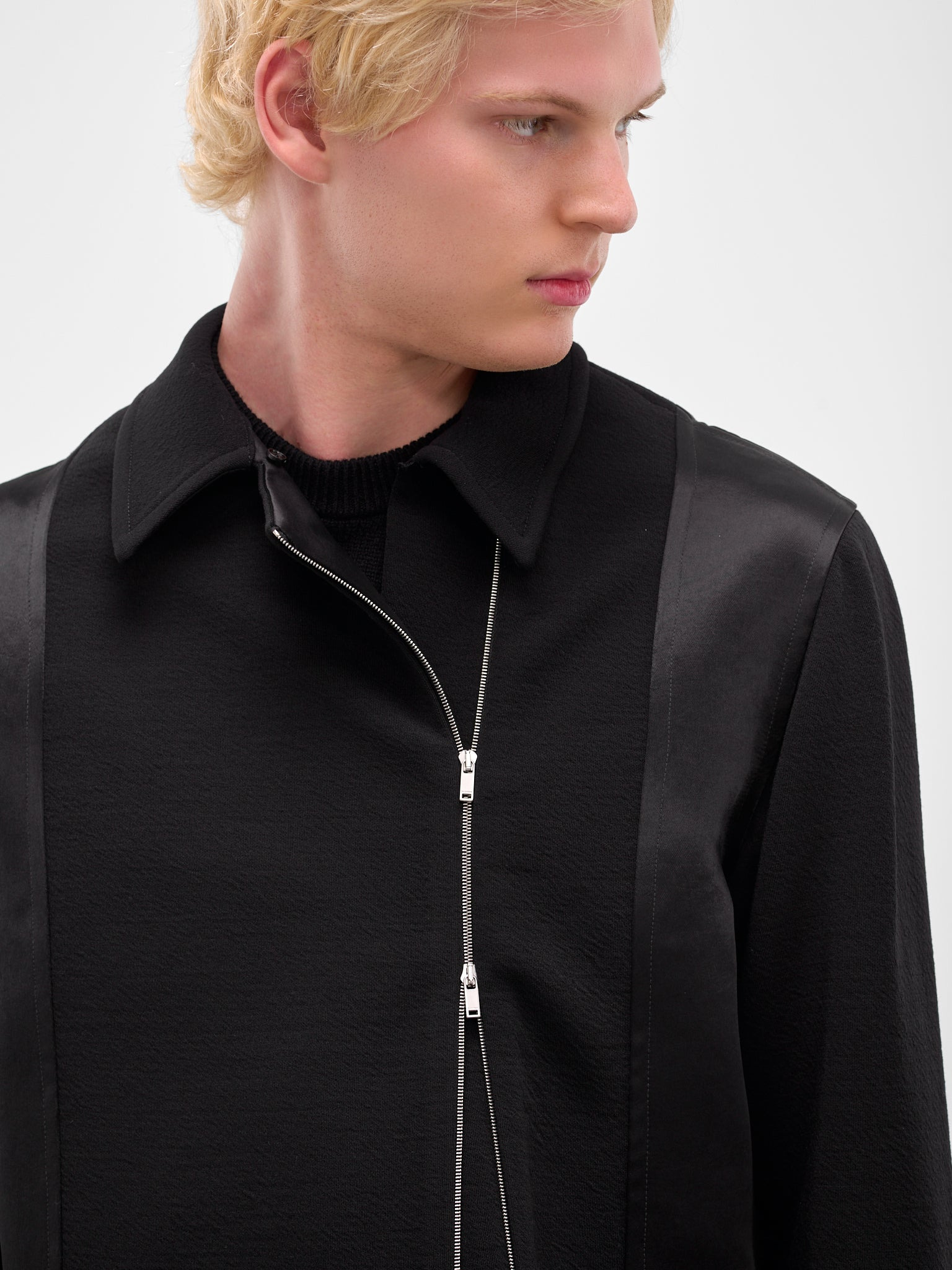 Black Double-Breasted Zip Jacket - 5