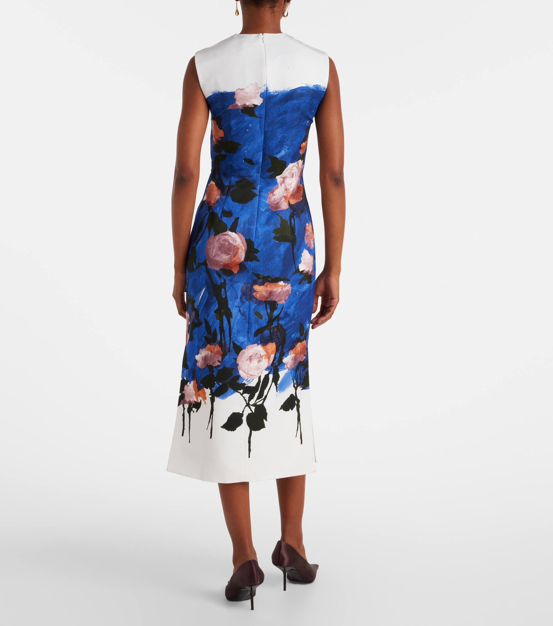 Floral cotton-blend midi dress - 3
