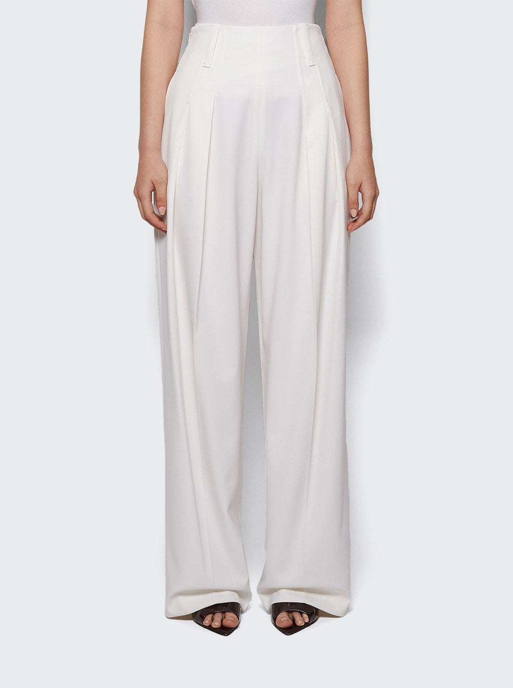 High Waist Cinch Trouser Ivory - 2