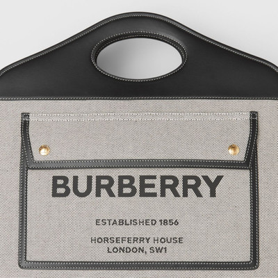 Burberry Medium Two-tone Canvas and Leather Pocket Tote outlook