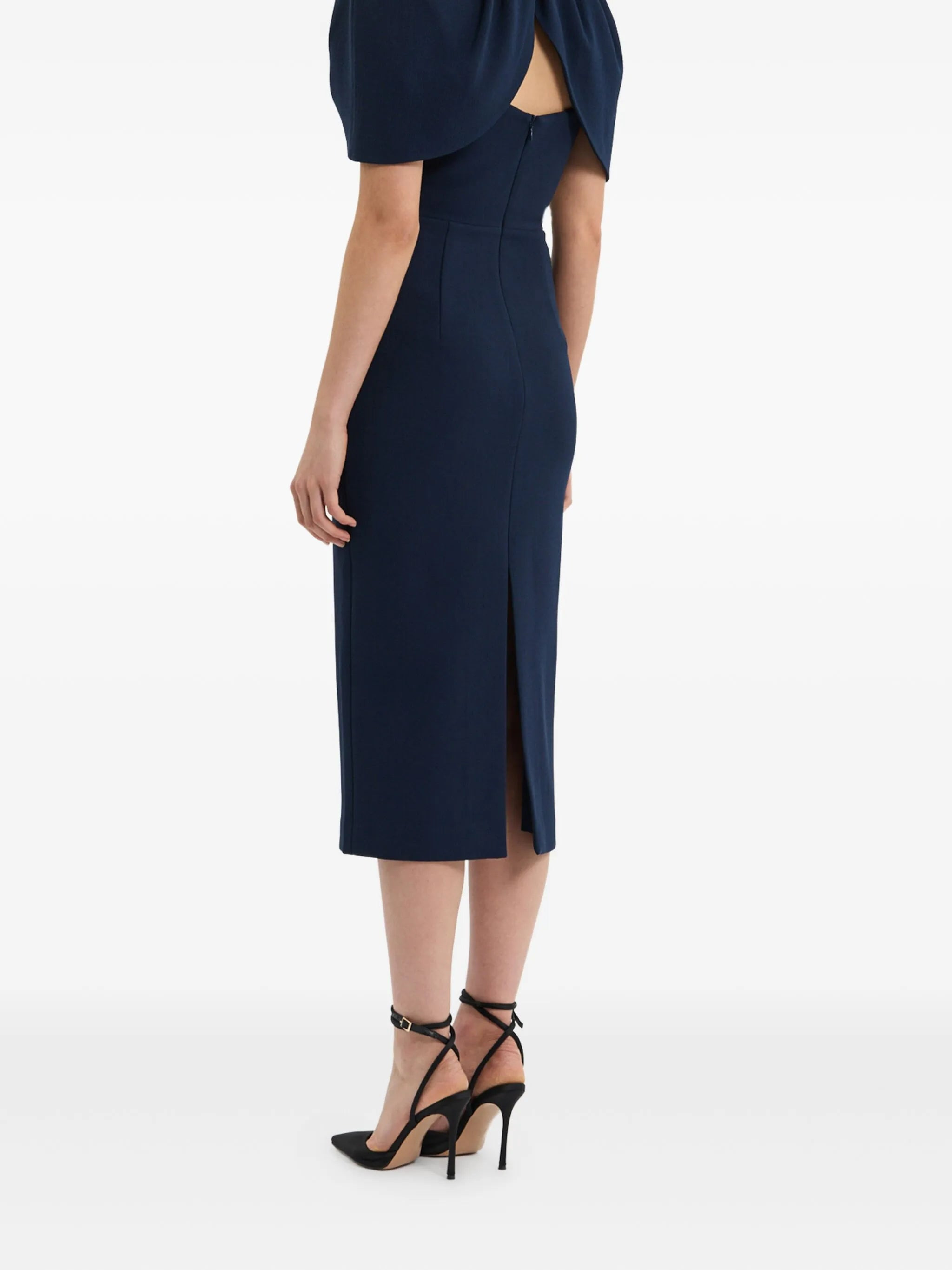 petal-sleeve draped midi dress - 4