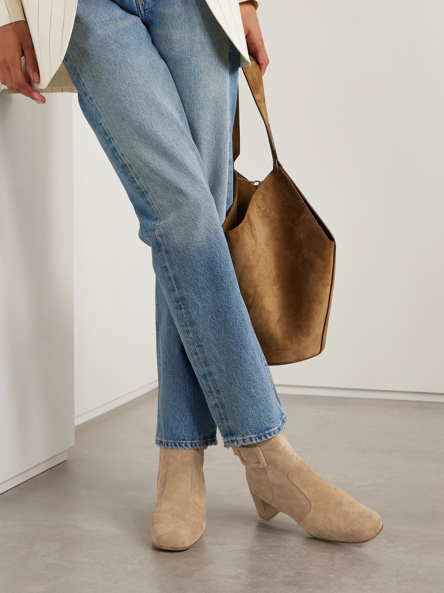 Très Vivier Polly 45 buckled suede ankle boots Camel - 2