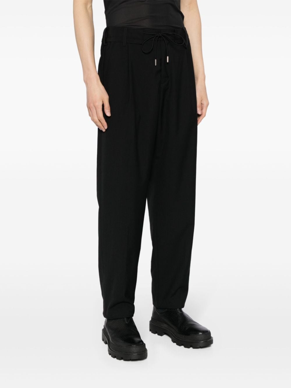 drawstring-fastening tapered trousers - 4