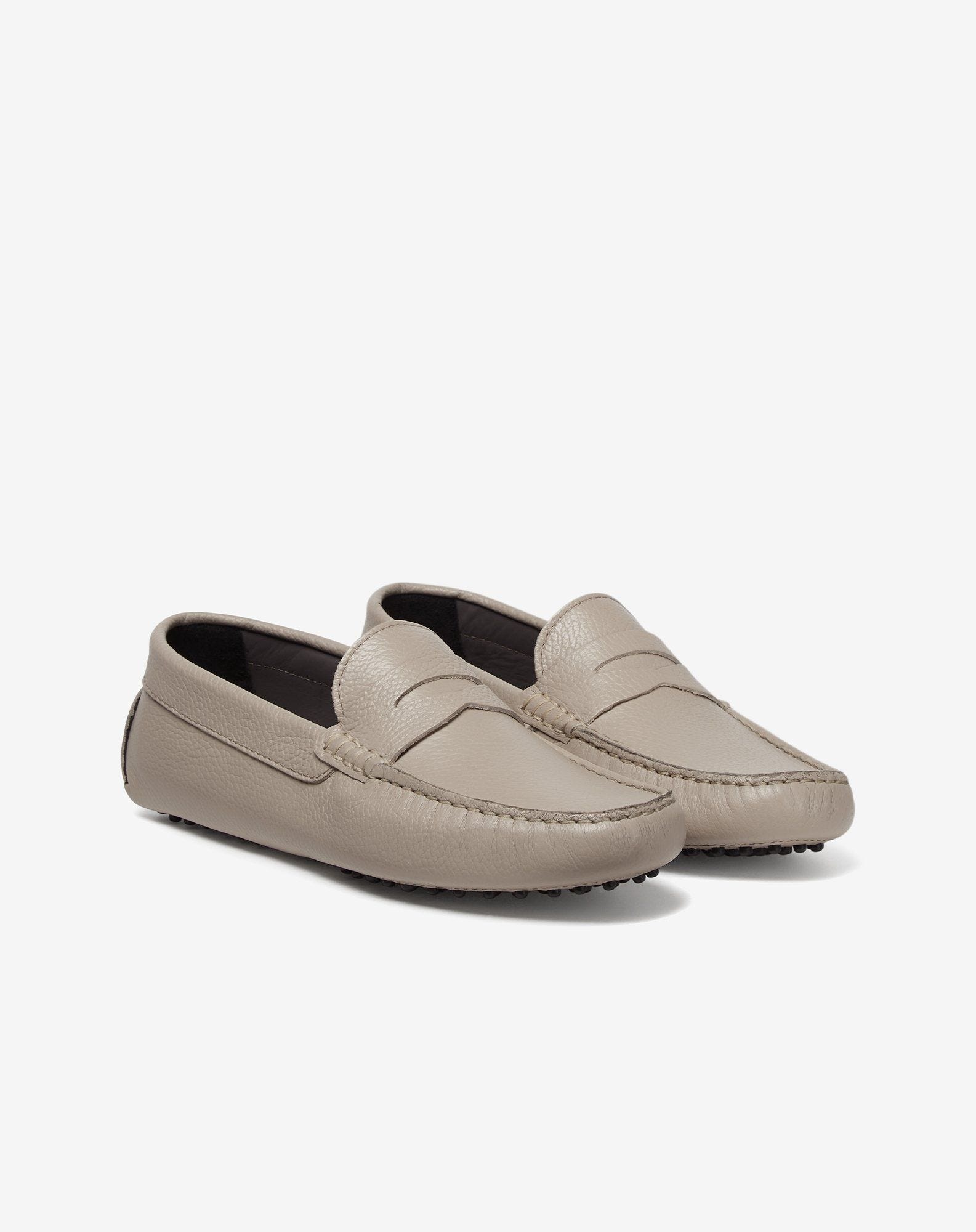 Taupe leather loafers - 2
