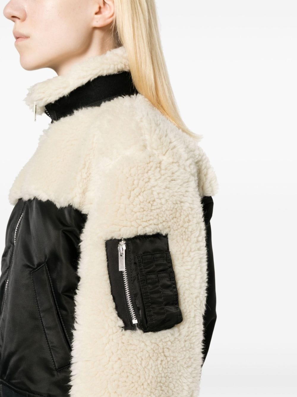 panelled faux-shearling jacket - 5