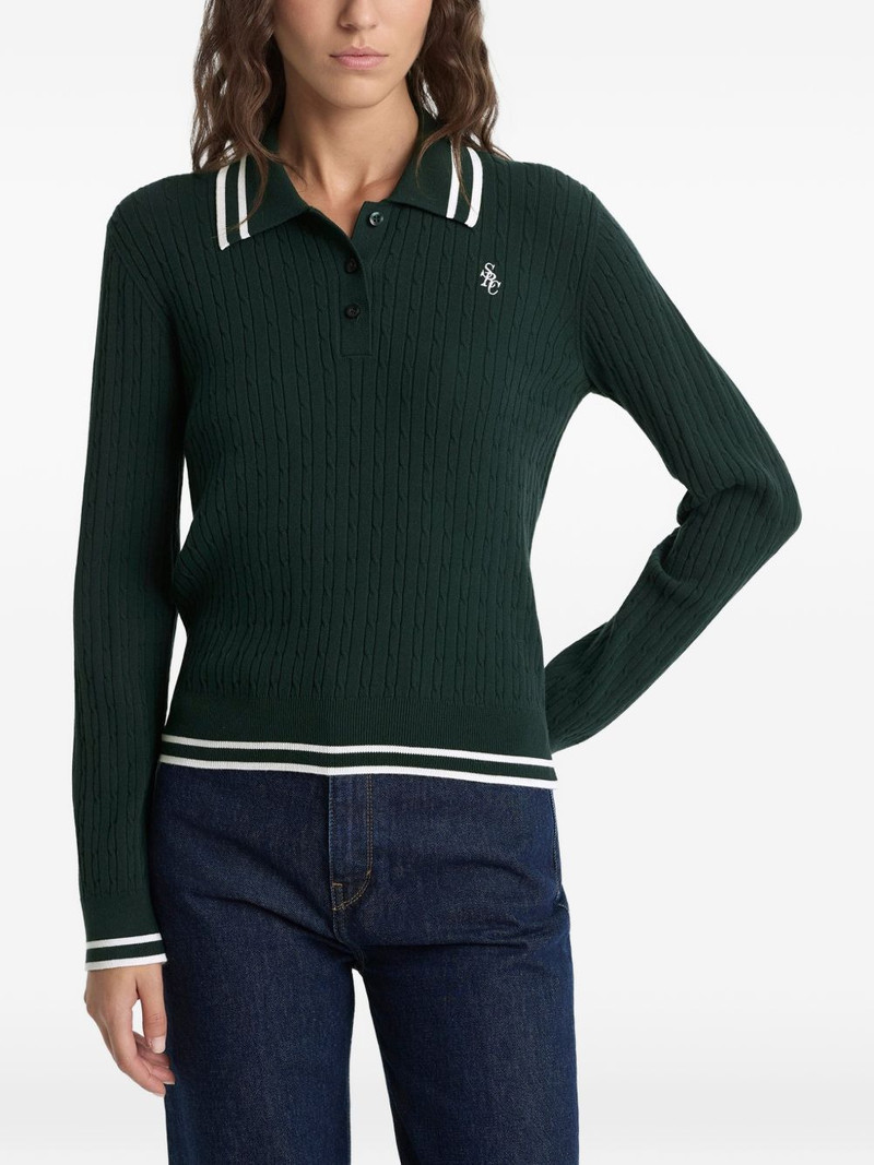 cable-knit striped polo shirt 3