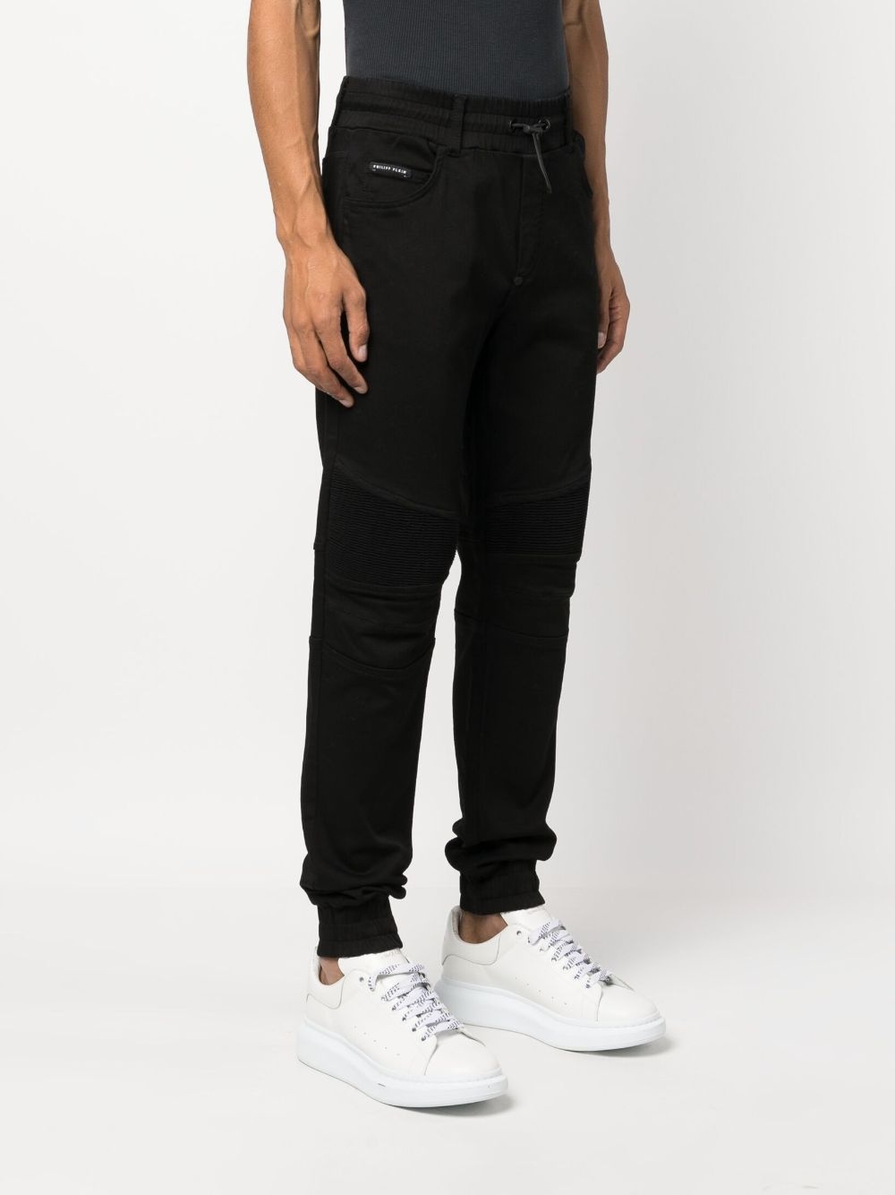 panelled-design denim track pants - 3
