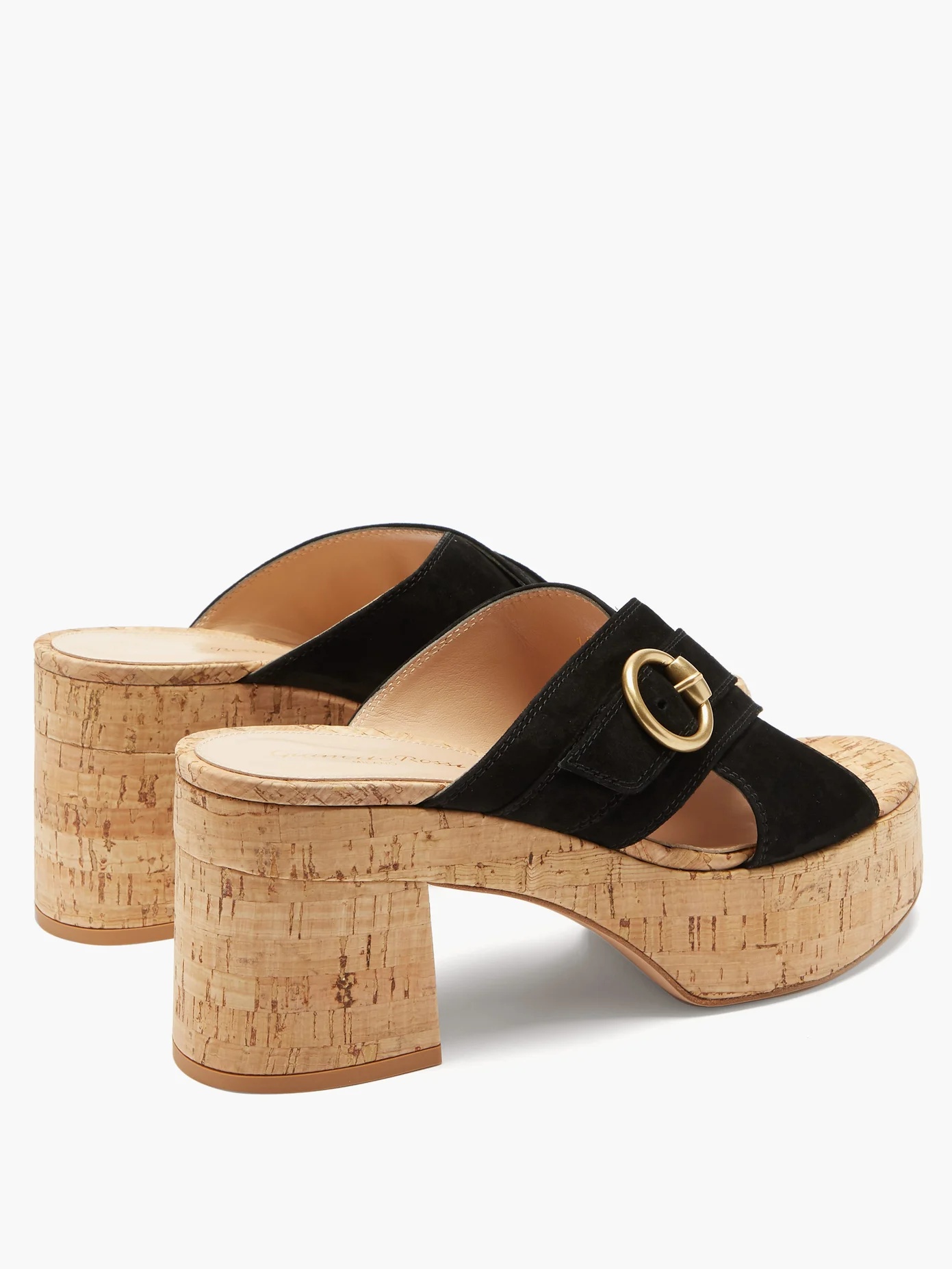 Cork-platform suede sandals - 4