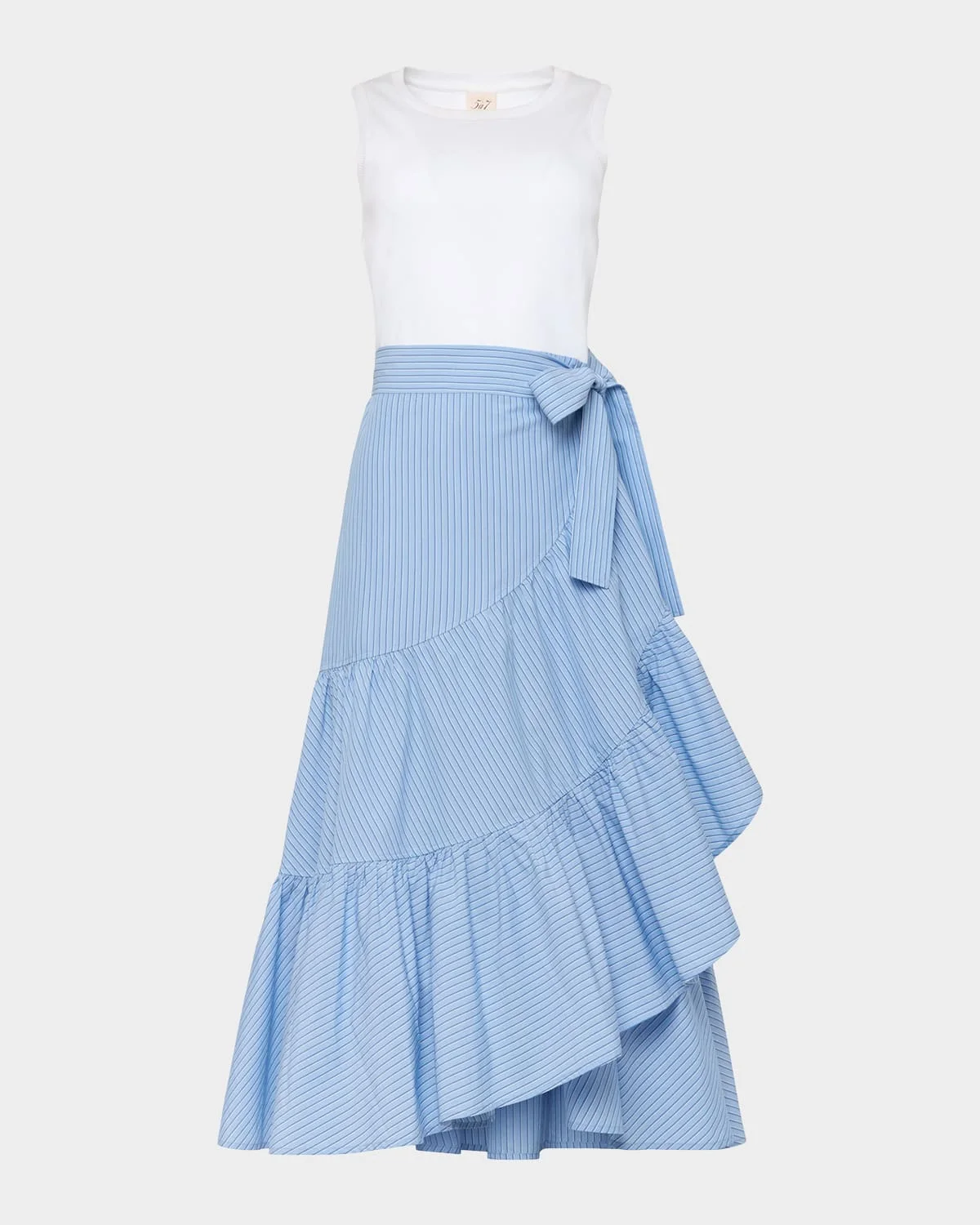 Jessie Stripe Mixed-Media Midi Dress - 1
