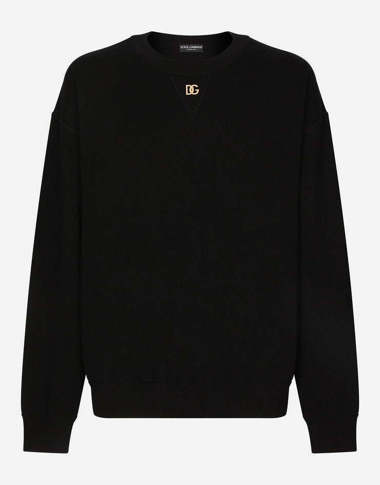 Cashmere round-neck sweater with DG logo - 1
