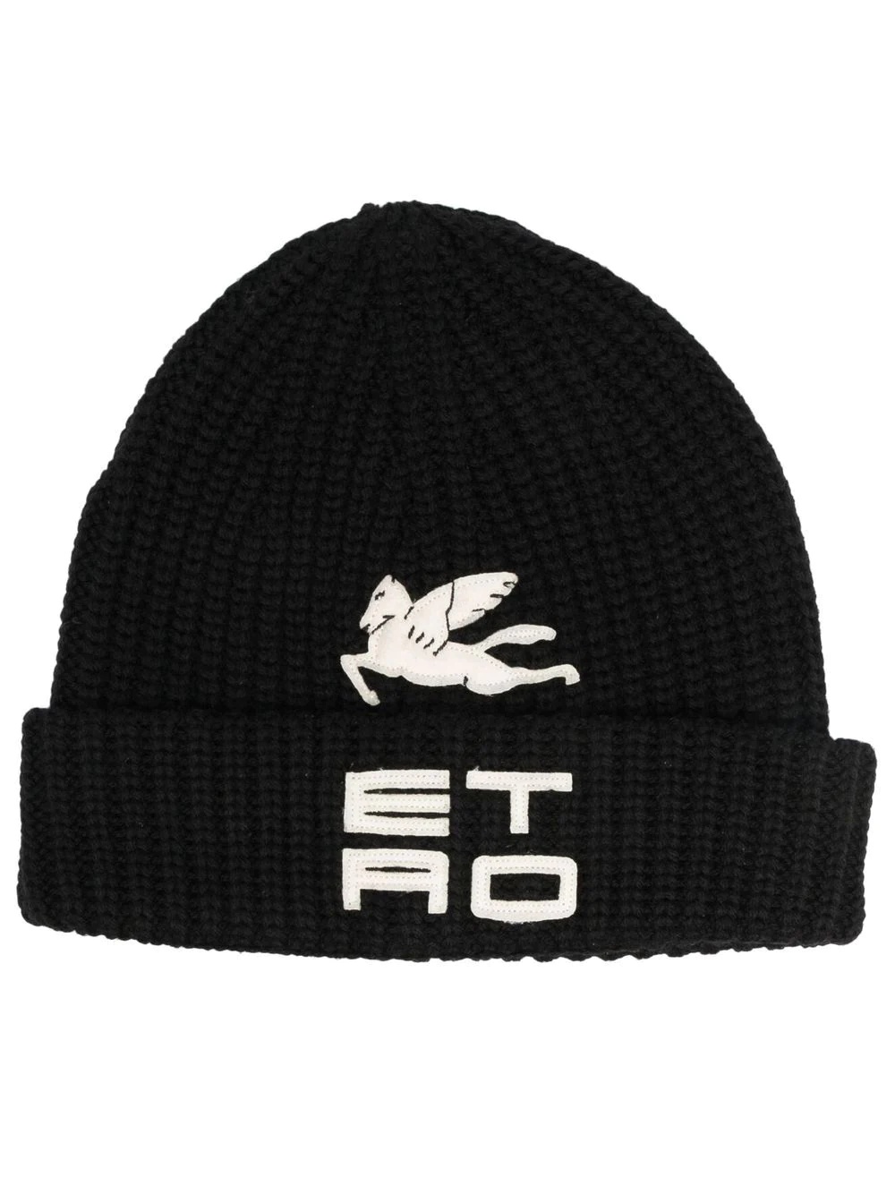 appliqué-logo ribbed-knit beanie - 1