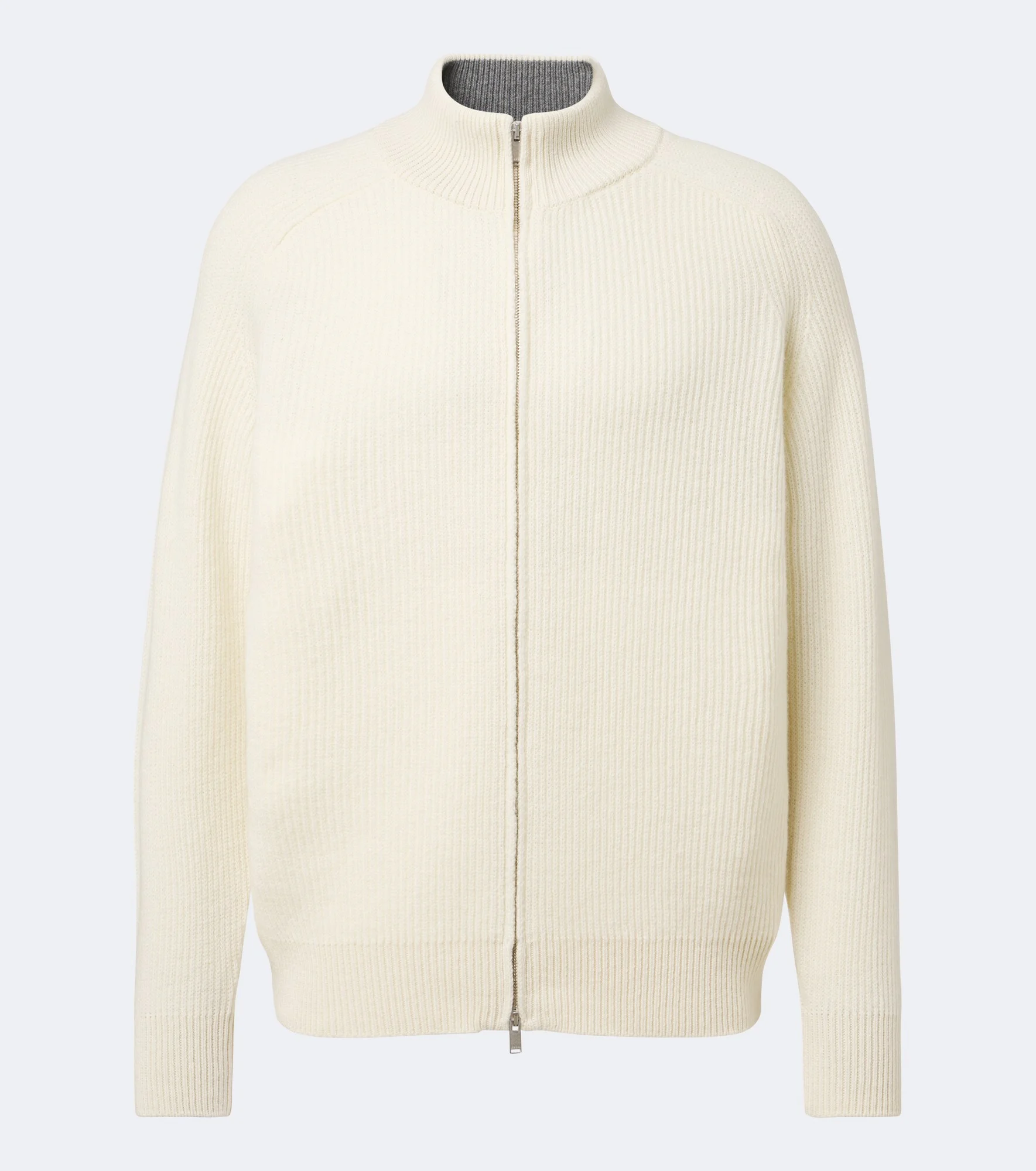 Ribbed-knit wool and cashmere zip-up cardigan - 1