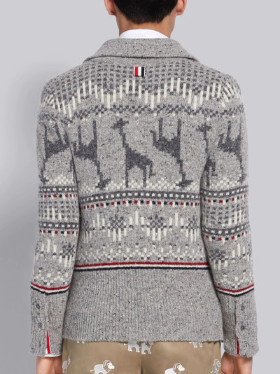 Thom Browne Tonal Grey Mohair Wool Tweed Giraffe Icon Fair Isle Classic Cardigan outlook