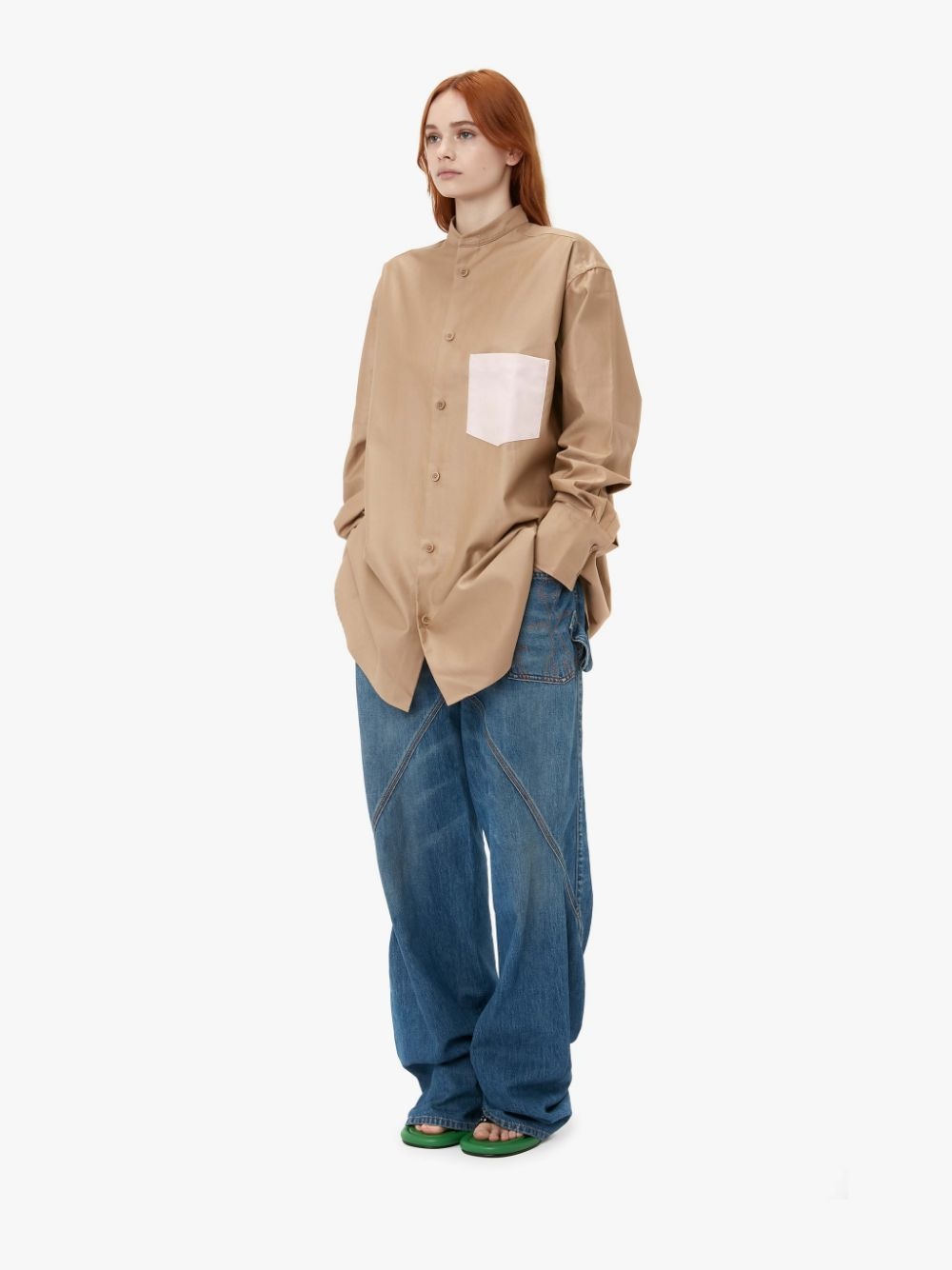CONTRAST PATCH POCKET OVERSIZED SHIRT - 5