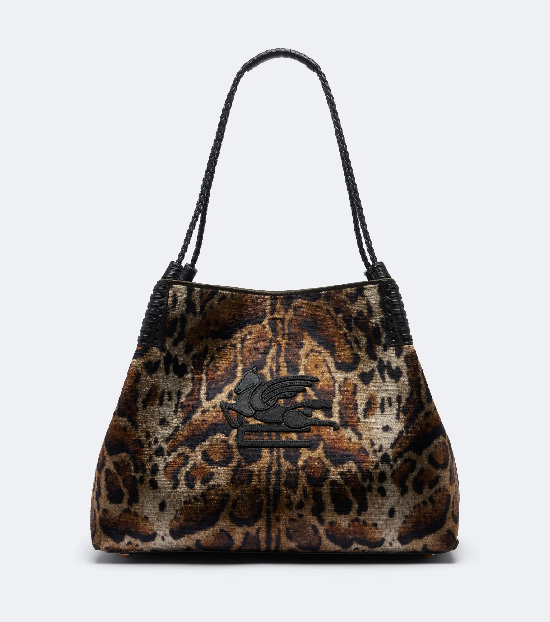 Libra Large leopard-print velvet tote bag - 1