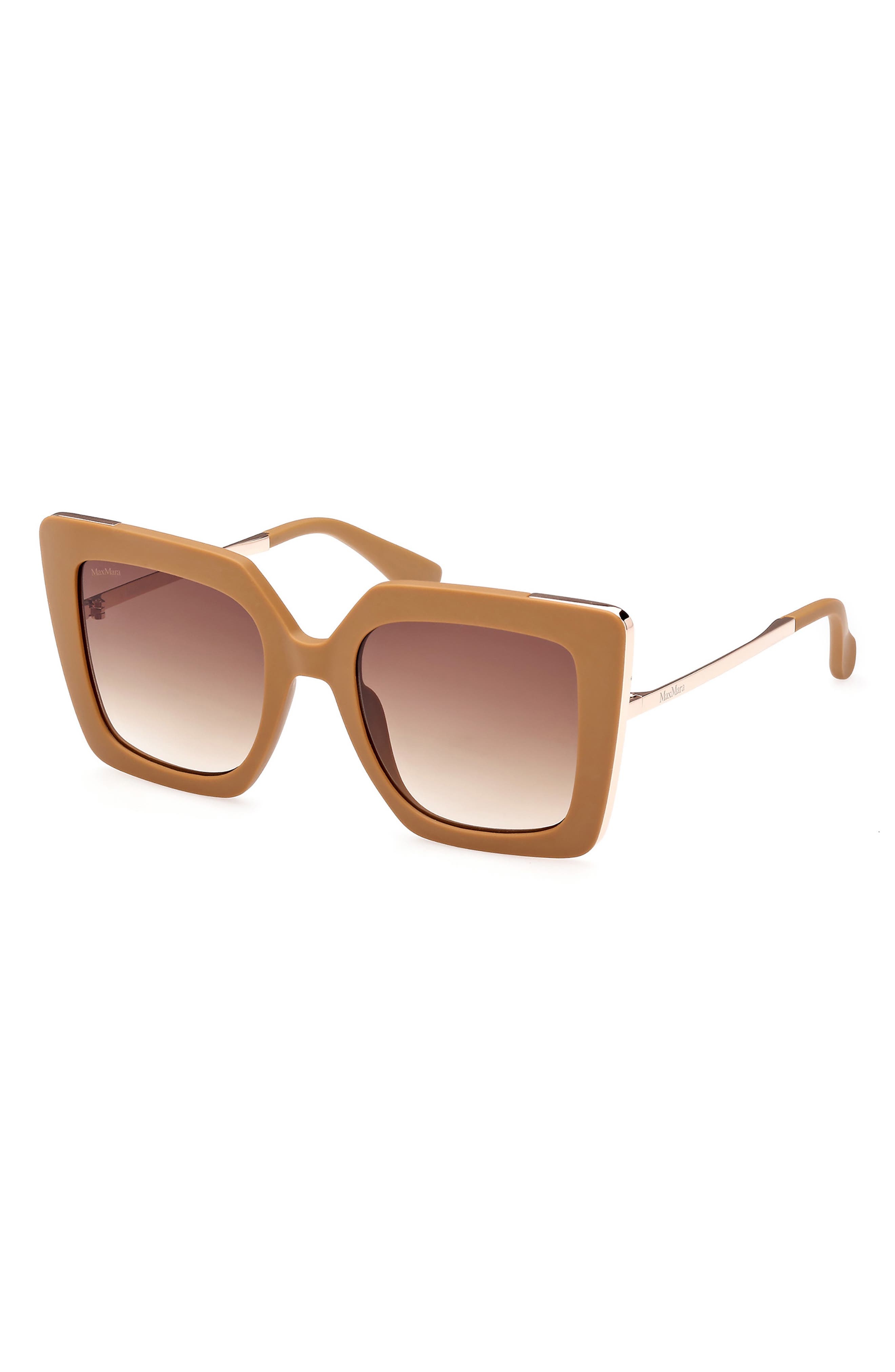Max Mara Square Sunglasses in Matte Pink /Gradient Brown at Nordstrom - 2