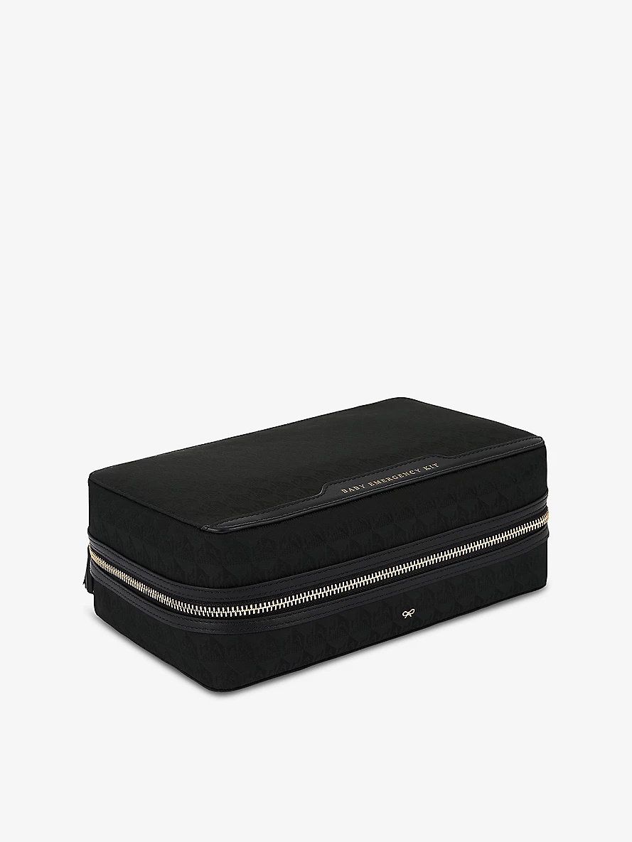 Anya Hindmarch Baby Emergency Logo-Jacquard Leather and Woven Kit