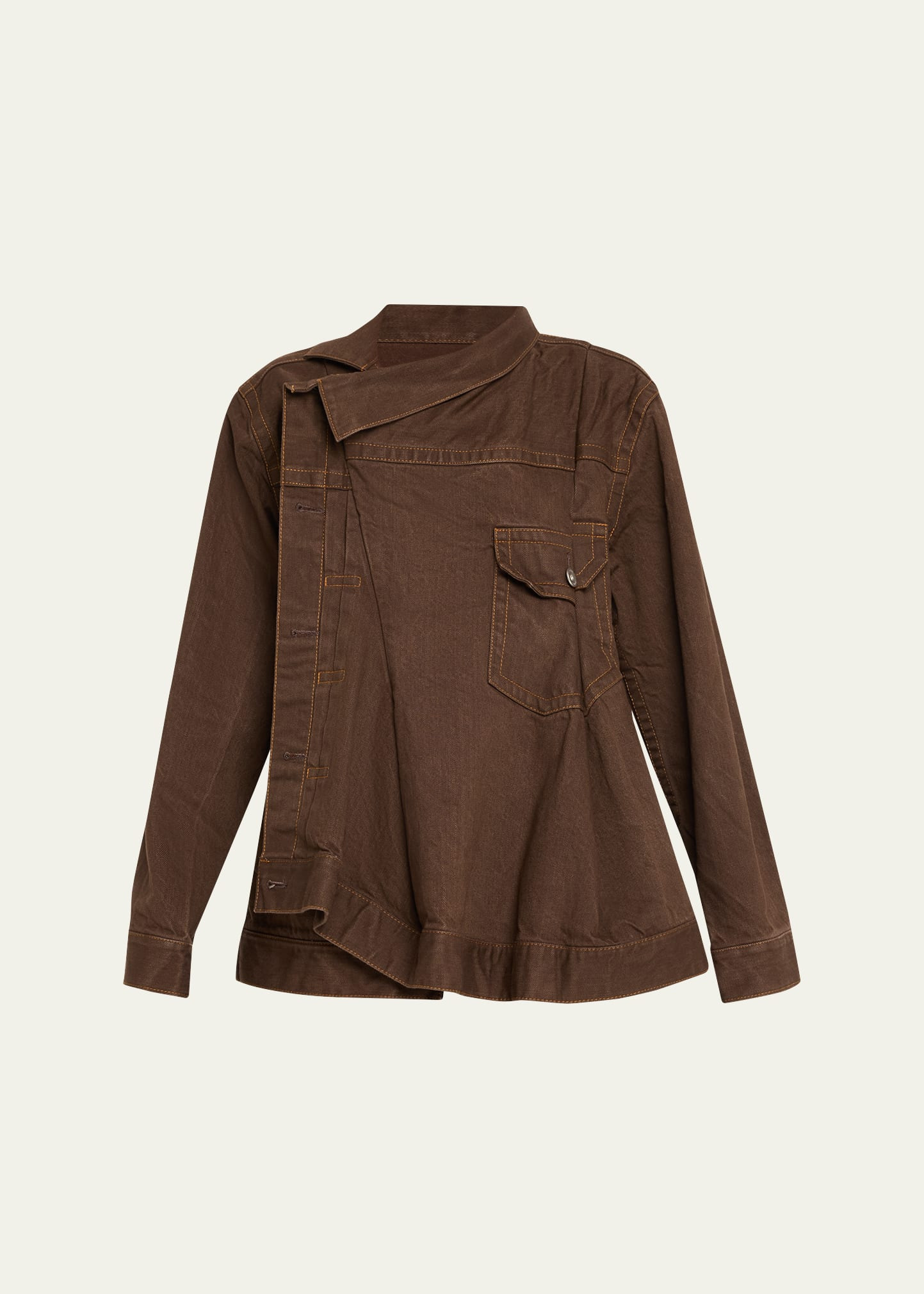 Asymmetric Denim Jacket - 1