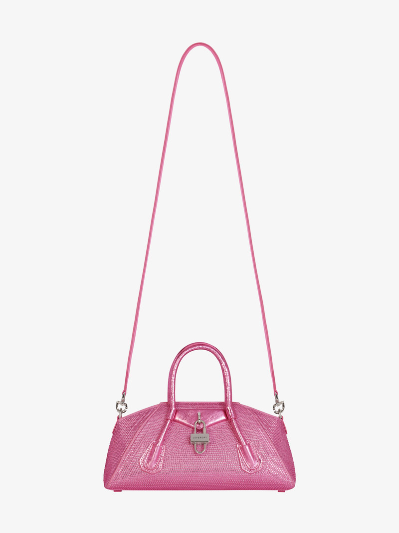 MINI ANTIGONA STRETCH BAG IN SATIN AND STRASS 3