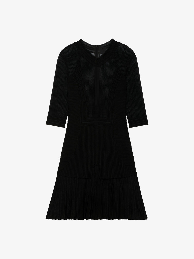DRESS IN TRANSPARENT KNIT WITH OVERLAPPED EFFECT - 1